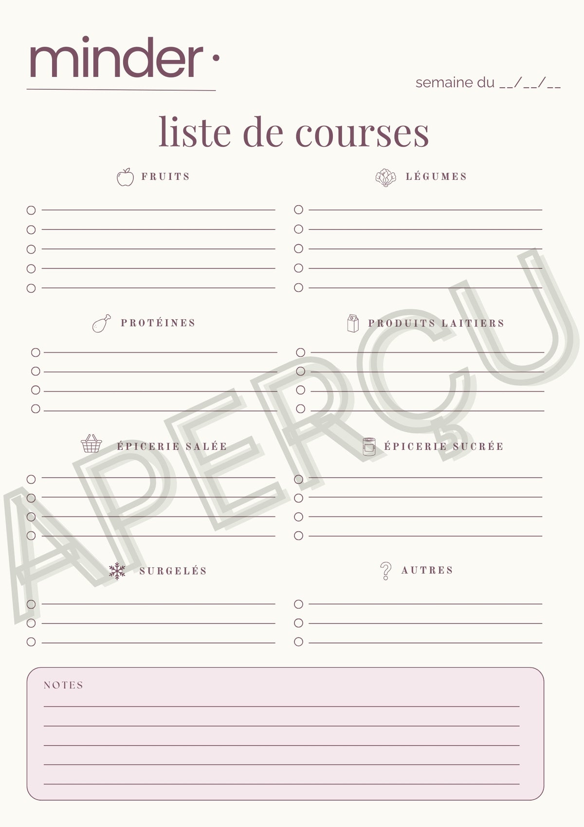 Liste de courses - Template | Minder