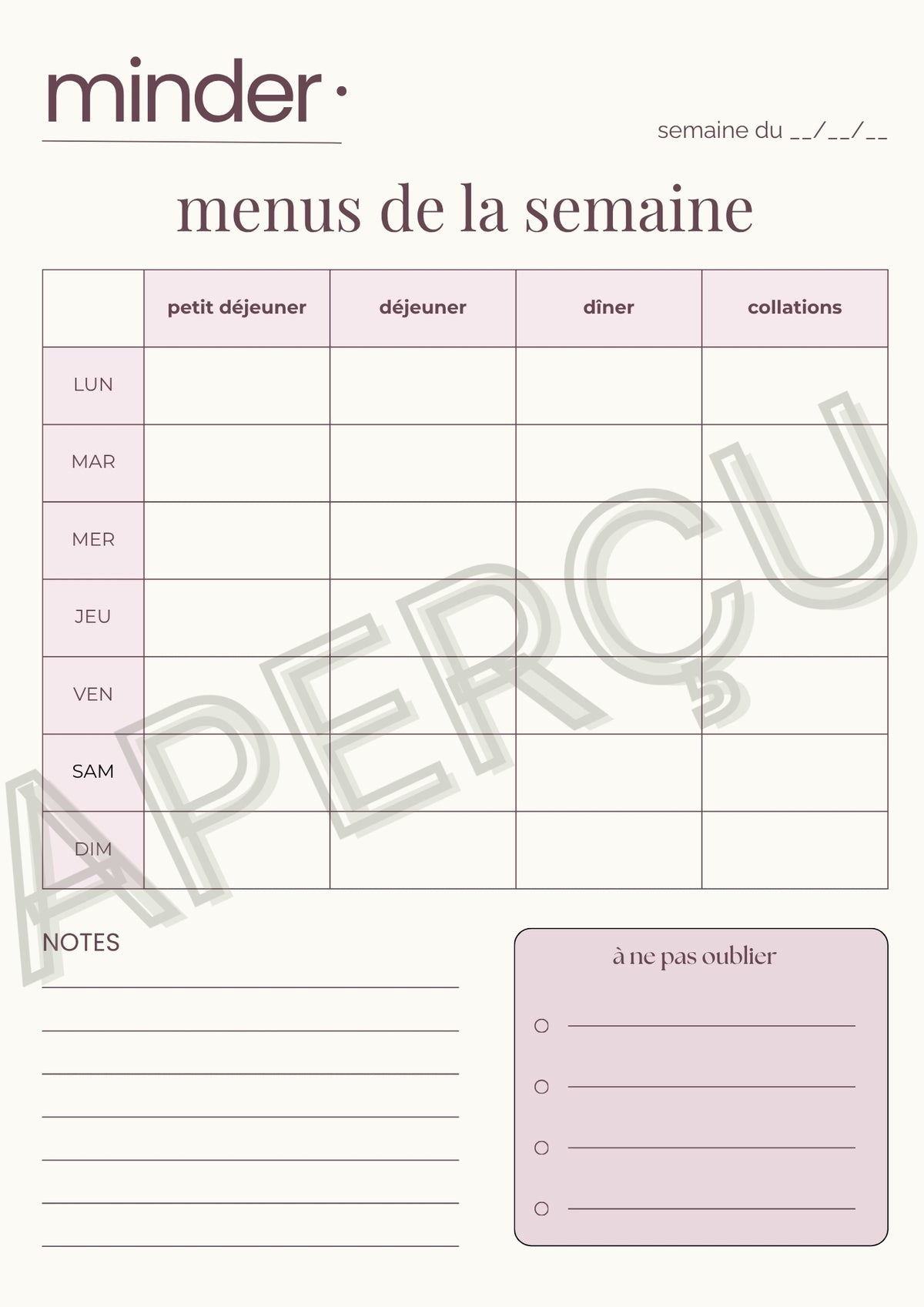 Gestion de l'alimentation - Les Templates Indispensables | Minder