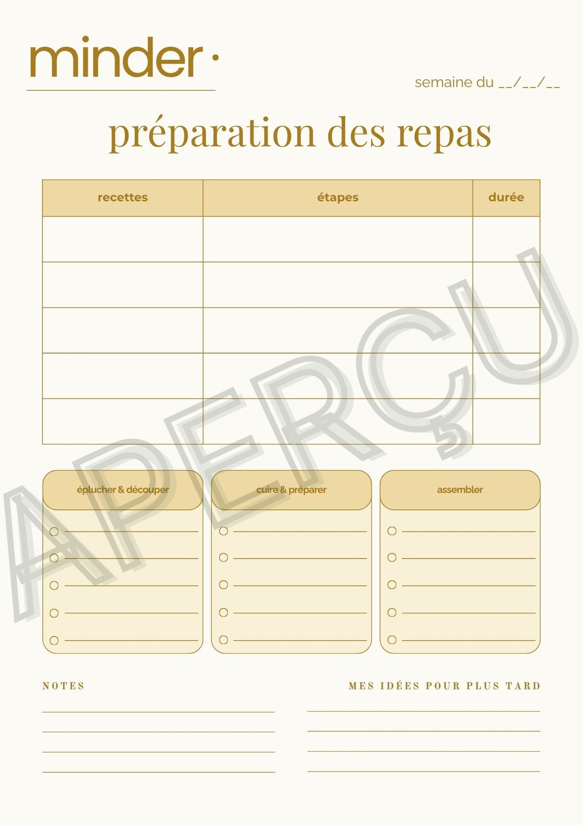 Gestion de l'alimentation - Les Templates Indispensables | Minder