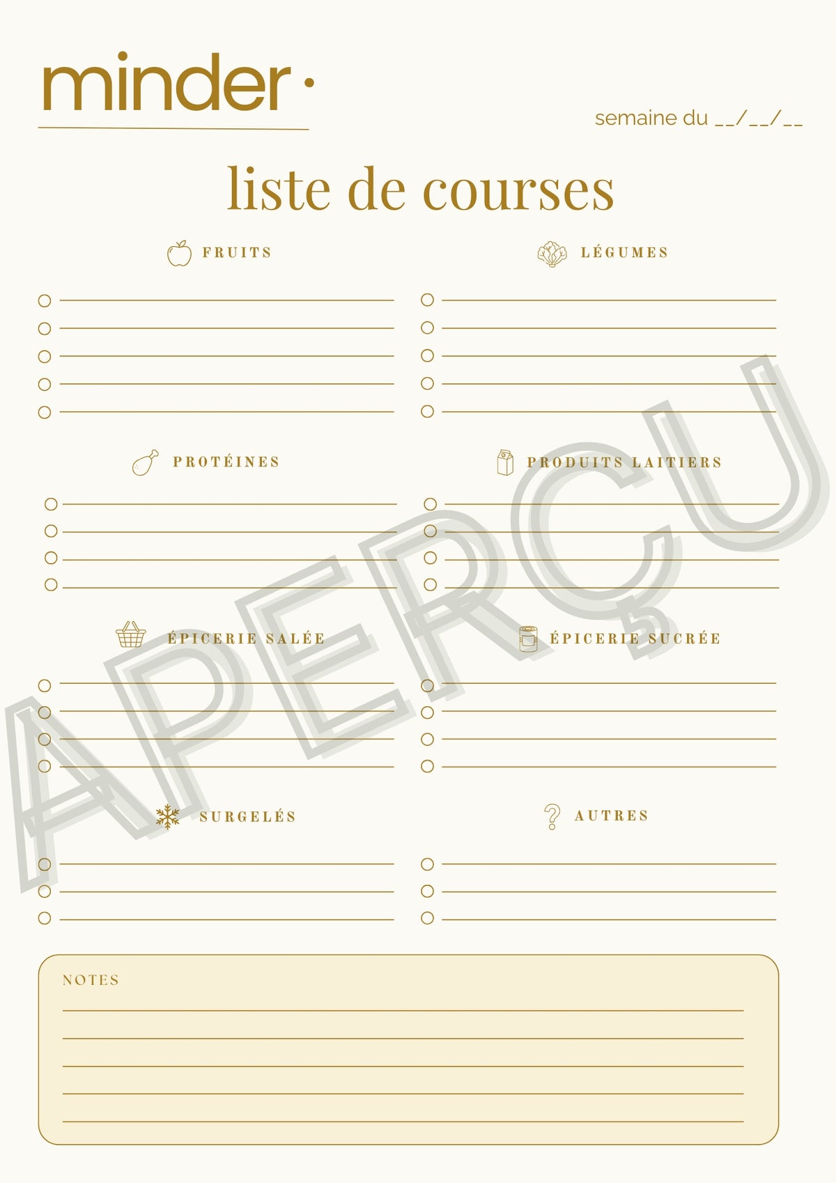 Liste de courses - Template | Minder