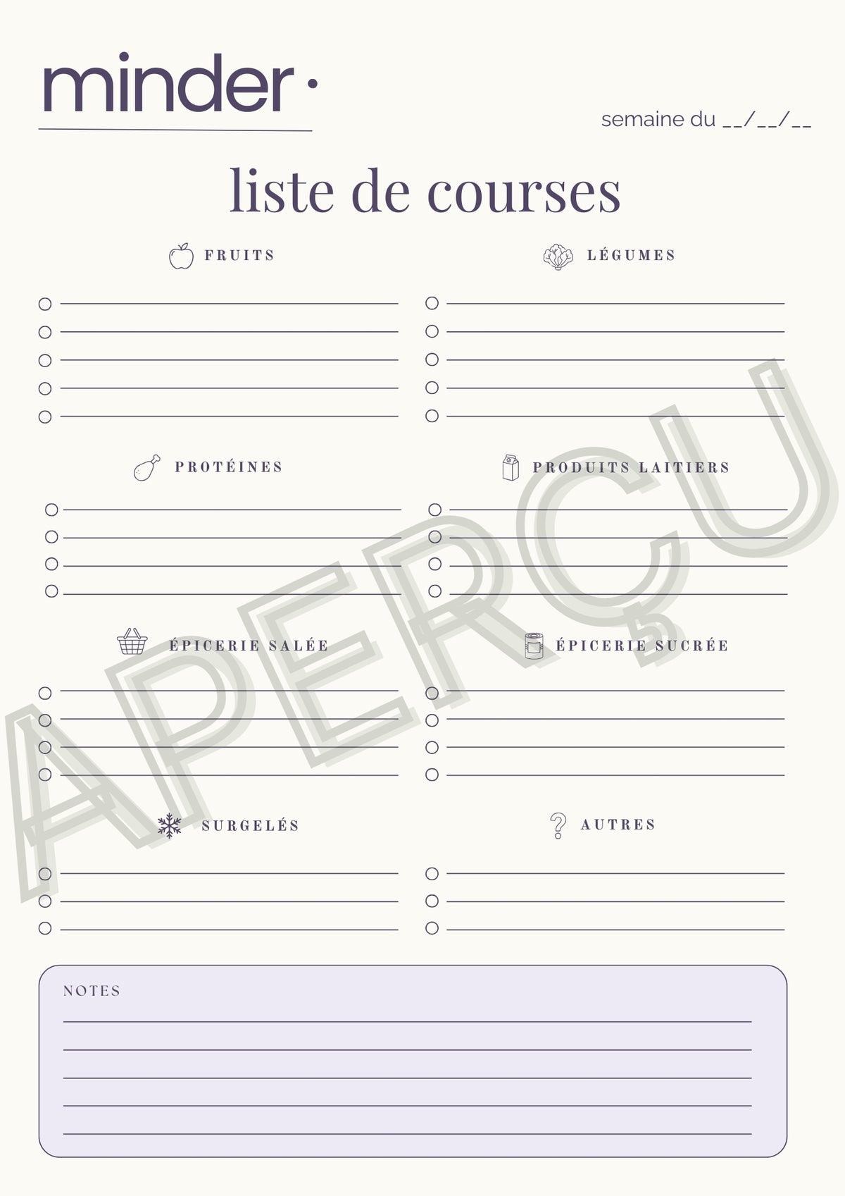 Liste de courses - Template | Minder