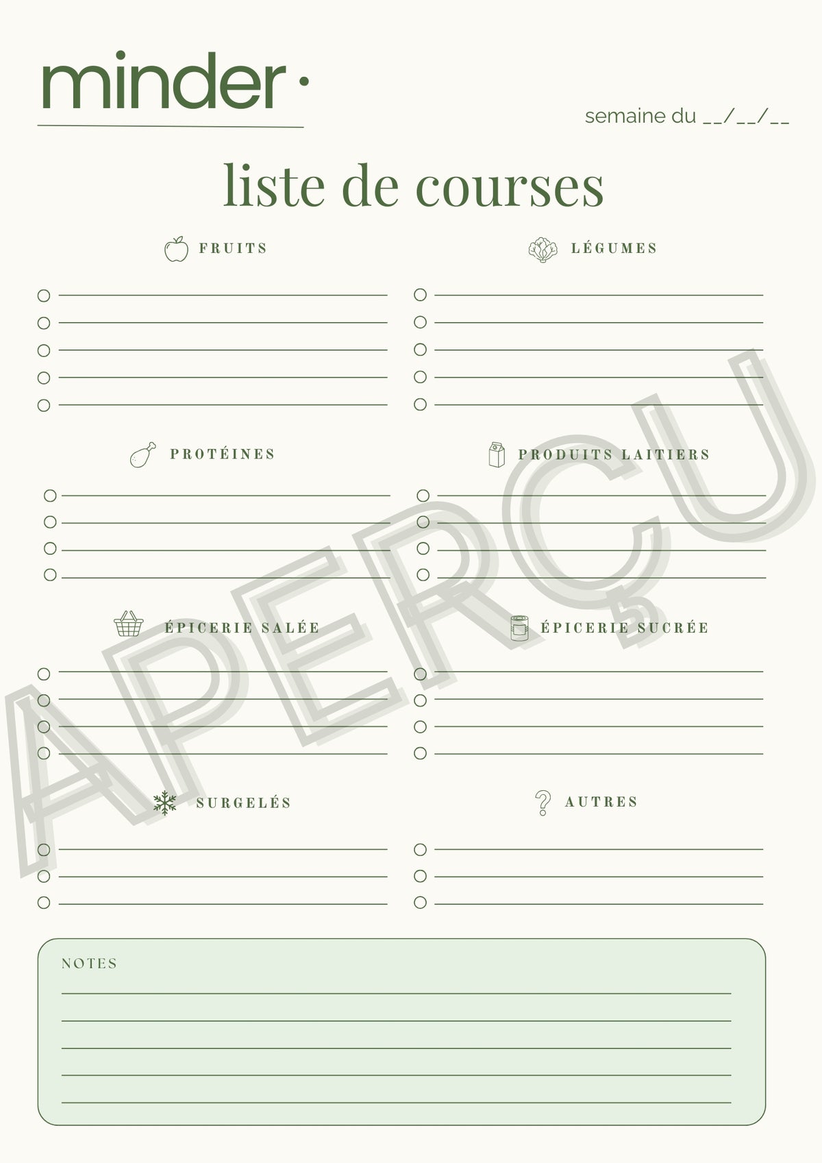 Liste de courses - Template | Minder