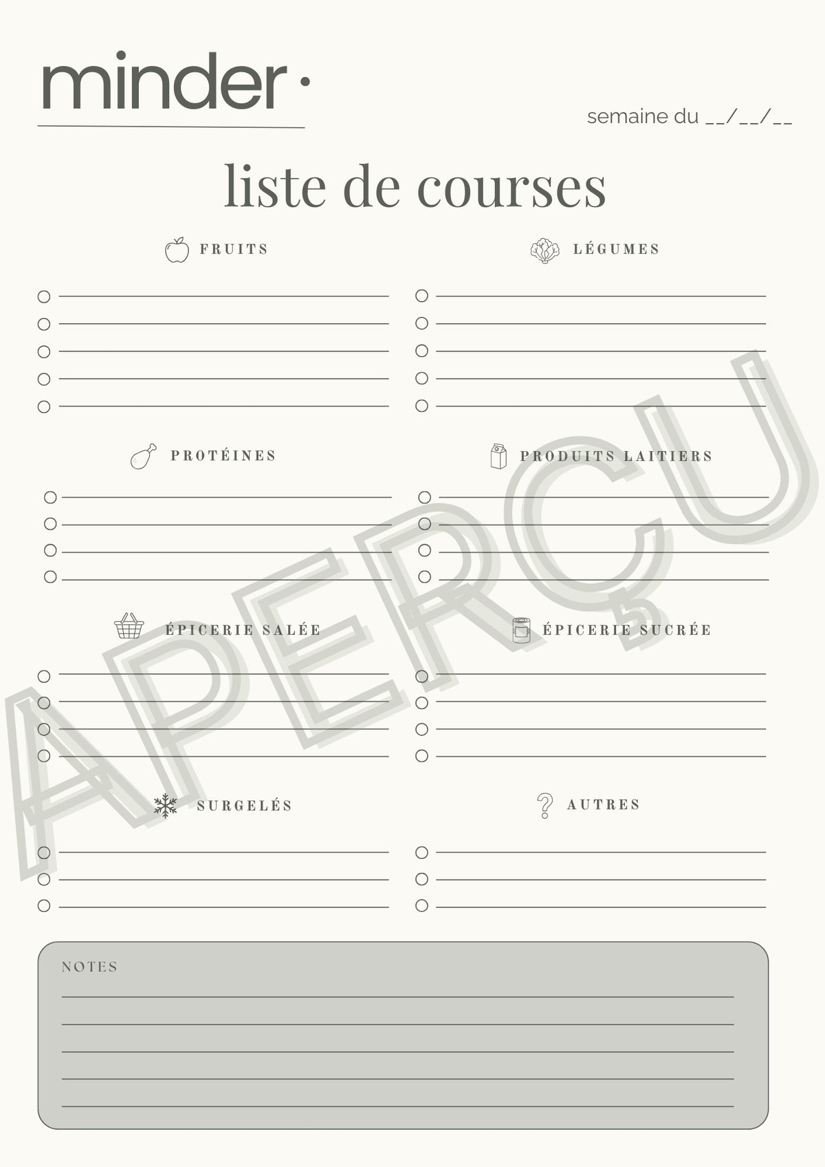 Liste de courses - Template | Minder