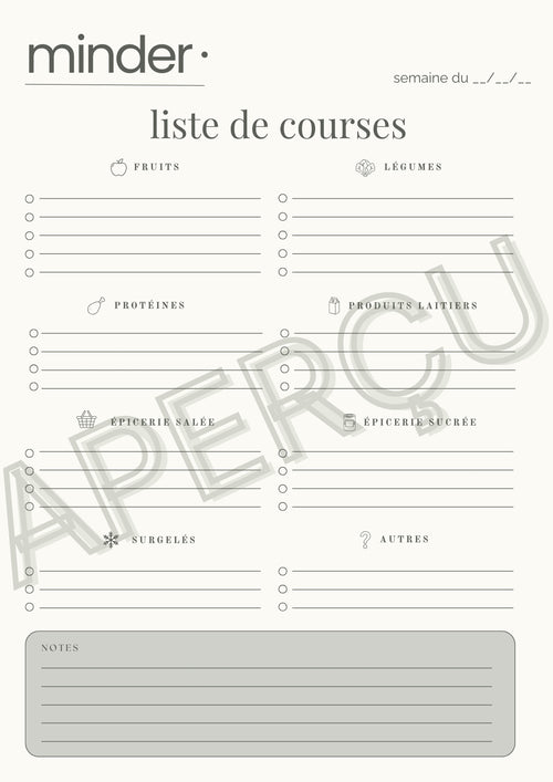 Liste de courses - Template | Minder