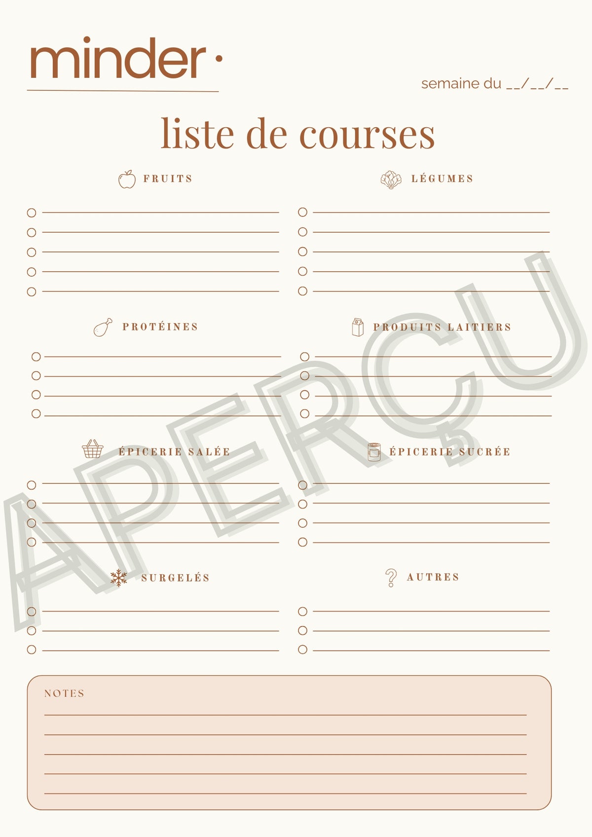 Liste de courses - Template | Minder